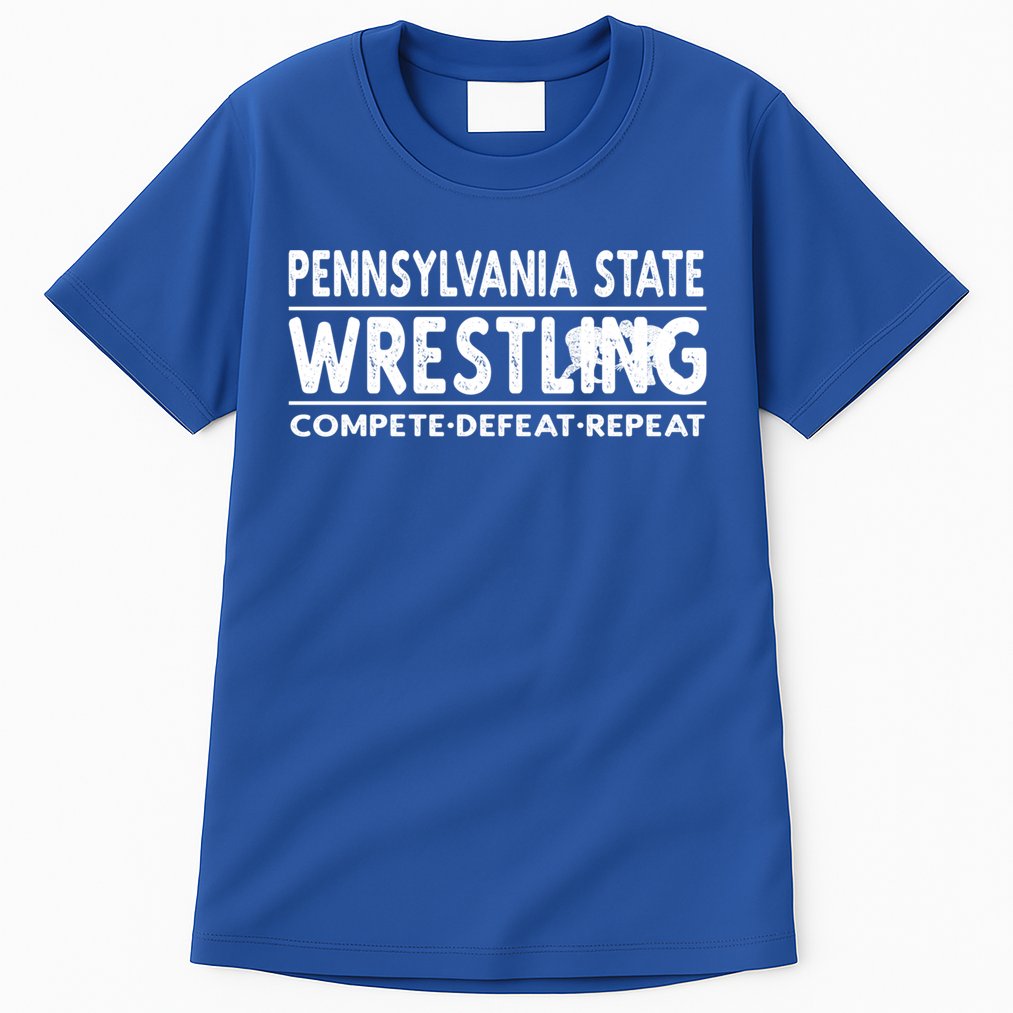Pennsylvania State Wrestling Compete Defeat Repeat Gift Tall T-Shirt