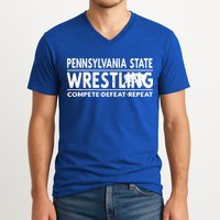 Pennsylvania State Wrestling Compete Defeat Repeat Gift V-Neck T-Shirt