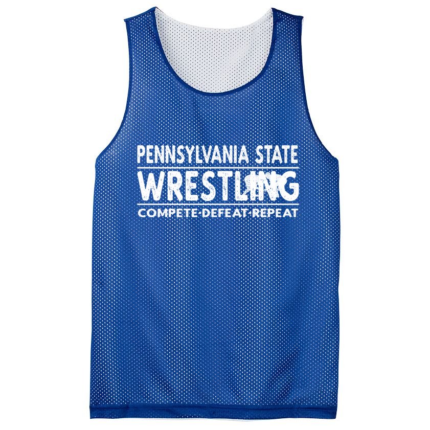 Pennsylvania State Wrestling Compete Defeat Repeat Gift Mesh Reversible Basketball Jersey Tank