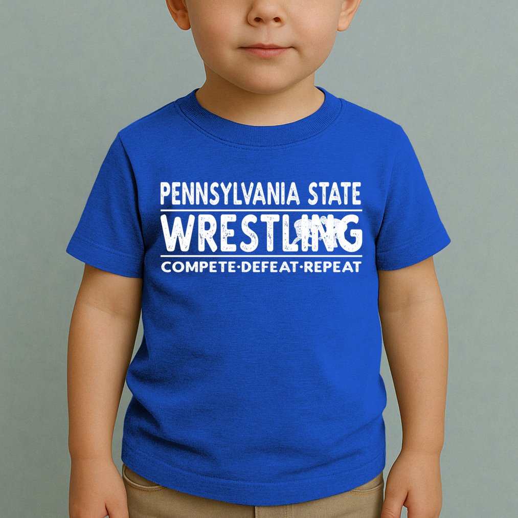 Pennsylvania State Wrestling Compete Defeat Repeat Gift Toddler T-Shirt