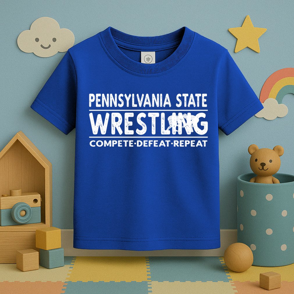 Pennsylvania State Wrestling Compete Defeat Repeat Gift Toddler T-Shirt