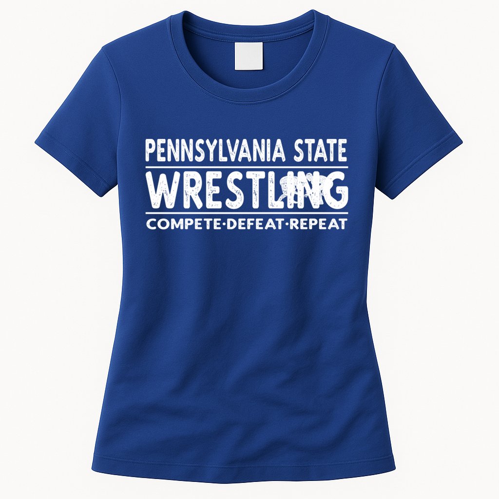 Pennsylvania State Wrestling Compete Defeat Repeat Gift Womens T-Shirt