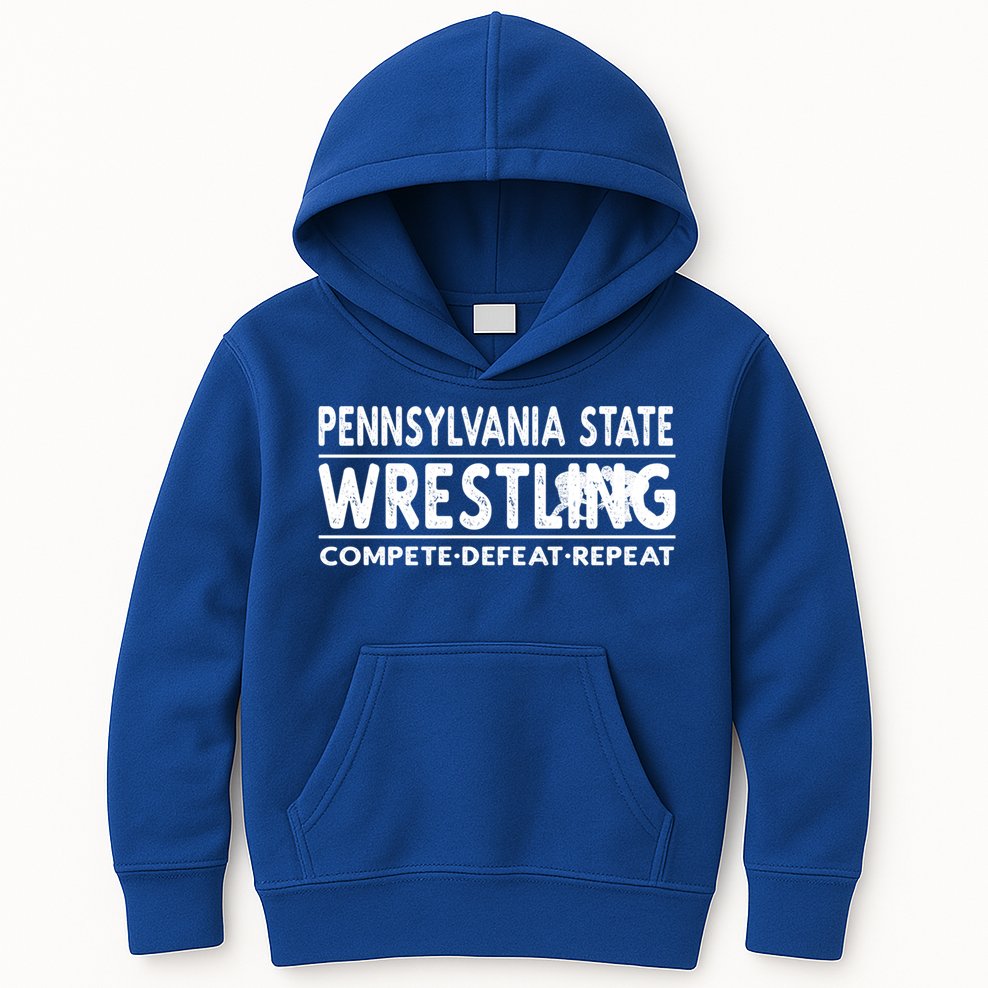 Pennsylvania State Wrestling Compete Defeat Repeat Gift Kids Hoodie