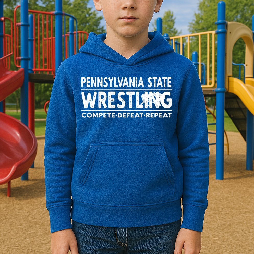 Pennsylvania State Wrestling Compete Defeat Repeat Gift Kids Hoodie