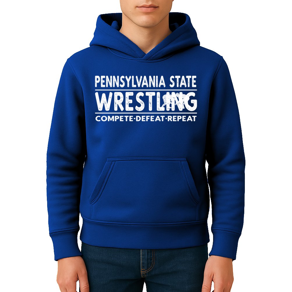 Pennsylvania State Wrestling Compete Defeat Repeat Gift Kids Hoodie