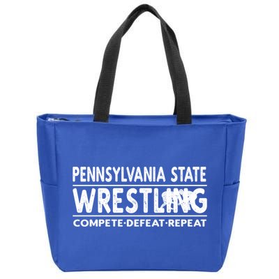 Pennsylvania State Wrestling Compete Defeat Repeat Gift Zip Tote Bag