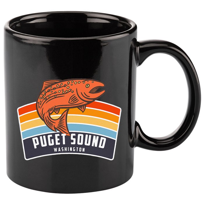 Puget Sound Washington Salmon Fishing 11oz C Handle Ceramic Mug