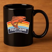 Puget Sound Washington Salmon Fishing 11oz C Handle Ceramic Mug