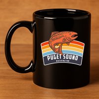 Puget Sound Washington Salmon Fishing 11oz C Handle Ceramic Mug