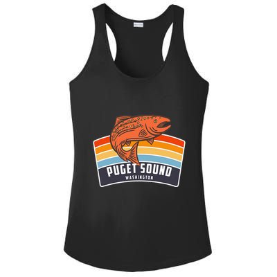 Puget Sound Washington Salmon Fishing Ladies PosiCharge Competitor Racerback Tank