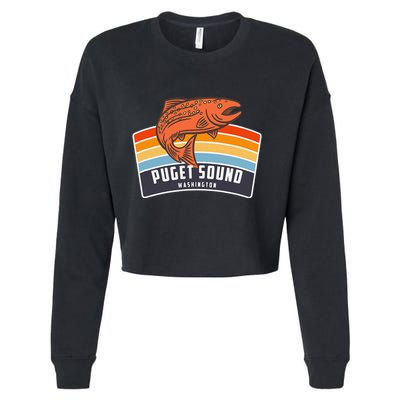 Puget Sound Washington Salmon Fishing Cropped Pullover Crew
