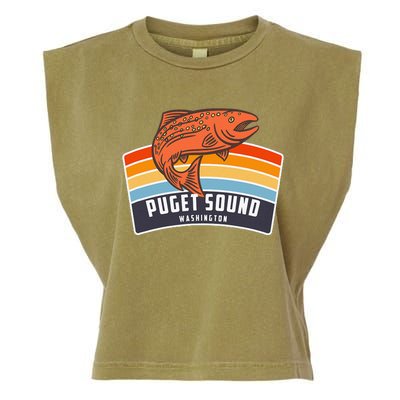 Puget Sound Washington Salmon Fishing Garment-Dyed Women's Muscle Tee