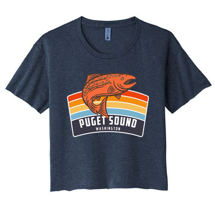 Puget Sound Washington Salmon Fishing Women's Crop Top Tee