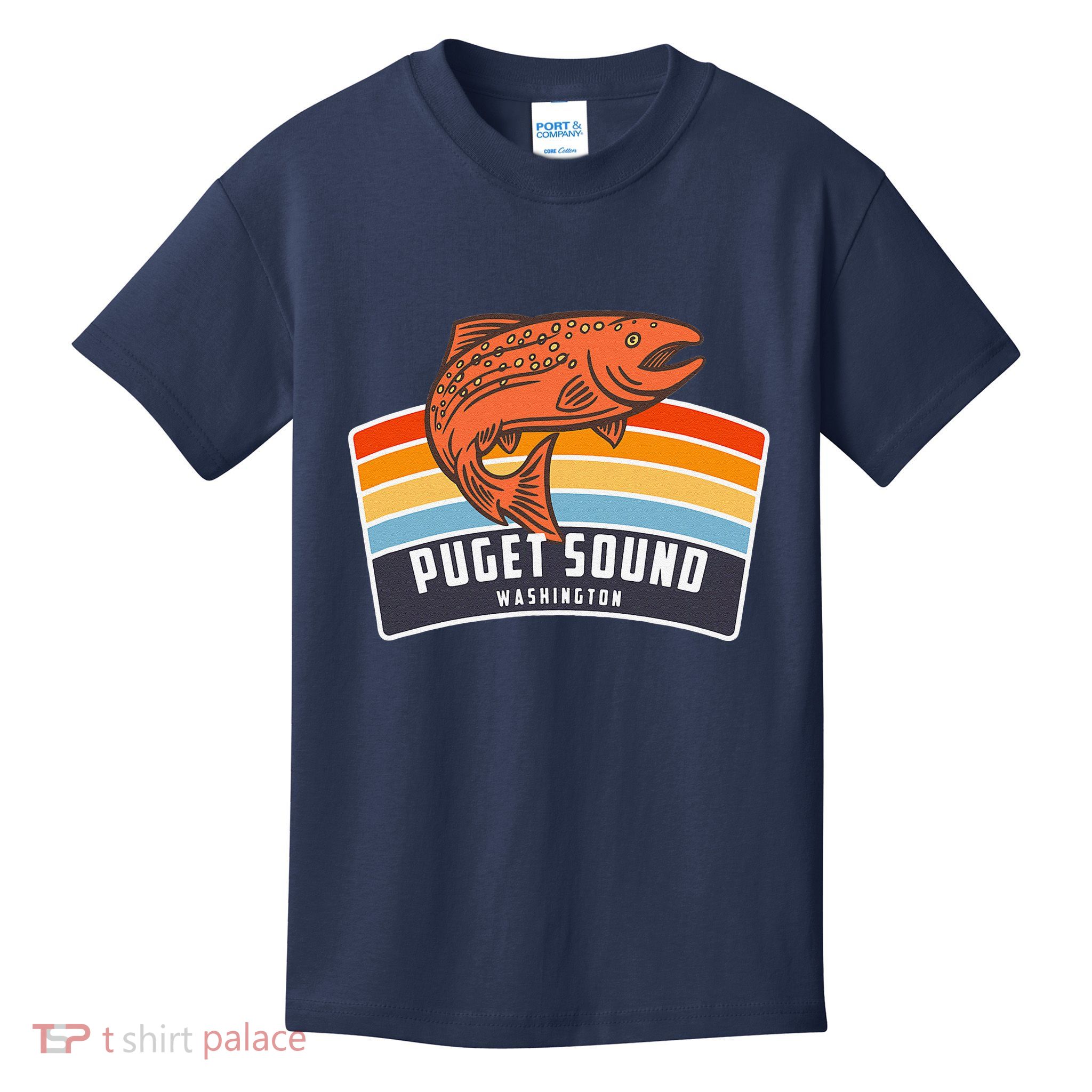 Puget Sound Washington Salmon Fishing Kids T-Shirt