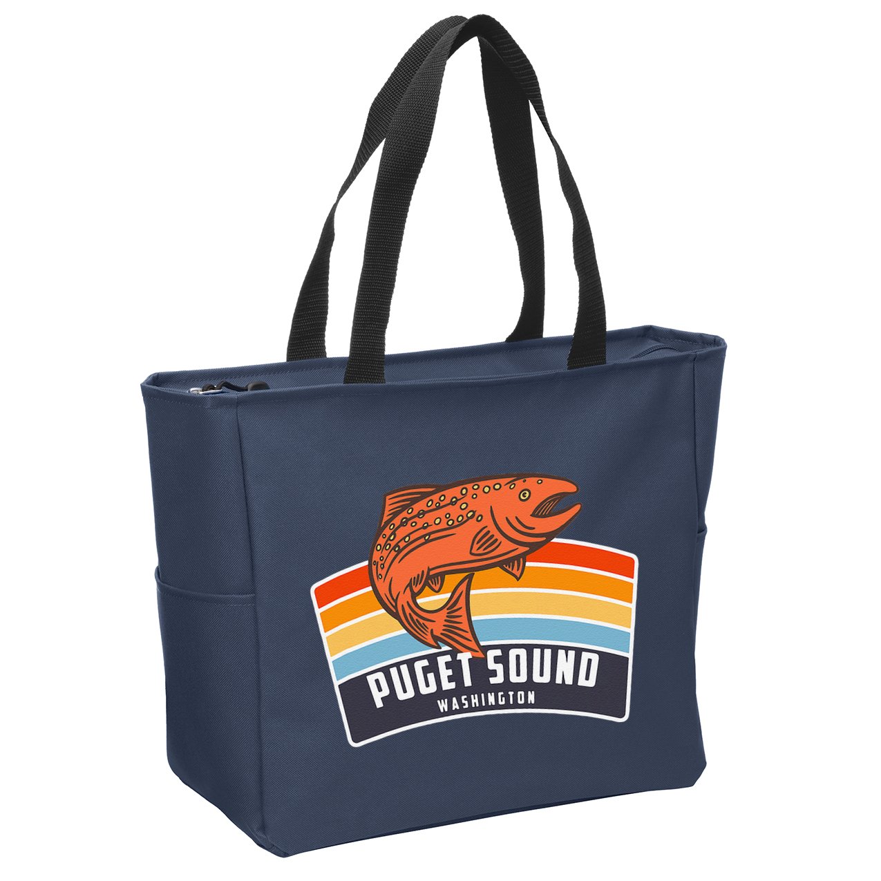 Puget Sound Washington Salmon Fishing Zip Tote Bag