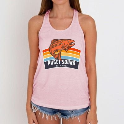 Puget Sound Washington Salmon Fishing Women's Knotted Racerback Tank