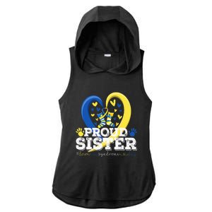 Proud Sister World Down Syndrome Awareness Day Sister 2024 Ladies PosiCharge Tri-Blend Wicking Draft Hoodie Tank