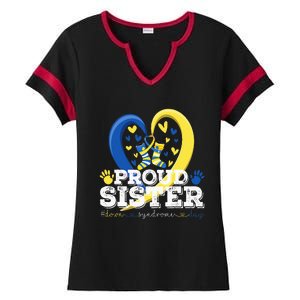 Proud Sister World Down Syndrome Awareness Day Sister 2024 Ladies Halftime Notch Neck Tee