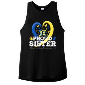 Proud Sister World Down Syndrome Awareness Day Sister 2024 Ladies PosiCharge Tri-Blend Wicking Tank