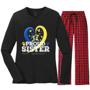 Proud Sister World Down Syndrome Awareness Day Sister 2024 Women's Long Sleeve Flannel Pajama Set 