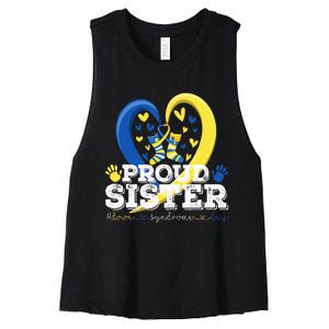 Proud Sister World Down Syndrome Awareness Day Sister 2024 Women's Racerback Cropped Tank