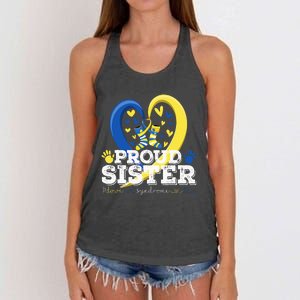 Proud Sister World Down Syndrome Awareness Day Sister 2024 Women's Knotted Racerback Tank