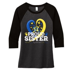 Proud Sister World Down Syndrome Awareness Day Sister 2024 Women's Tri-Blend 3/4-Sleeve Raglan Shirt