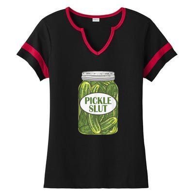 Pickle Slut Who Loves Pickles Ladies Halftime Notch Neck Tee