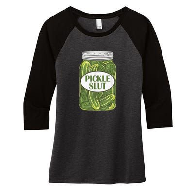 Pickle Slut Who Loves Pickles Women's Tri-Blend 3/4-Sleeve Raglan Shirt