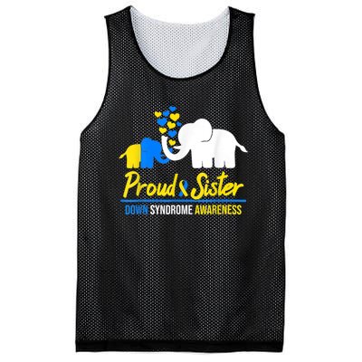 Proud Sister World Down Syndrome Awareness  Day Elephant T21 Mesh Reversible Basketball Jersey Tank