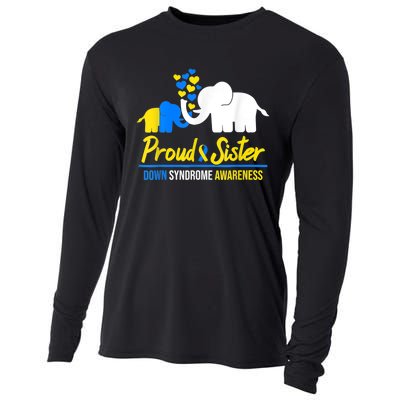 Proud Sister World Down Syndrome Awareness  Day Elephant T21 Cooling Performance Long Sleeve Crew