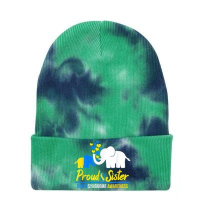 Proud Sister World Down Syndrome Awareness  Day Elephant T21 Tie Dye 12in Knit Beanie