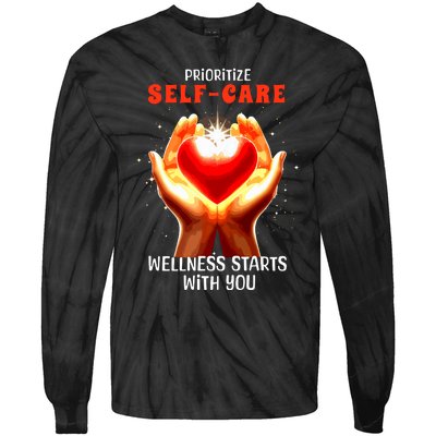 Prioritize Selfcare Wellness Starts With You Zip Hoodie Tie-Dye Long Sleeve Shirt