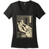 Programmer Samurai Warrior Computer Developer Samurai Women's V-Neck T-Shirt
