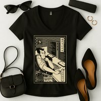 Programmer Samurai Warrior Computer Developer Samurai Women's V-Neck T-Shirt