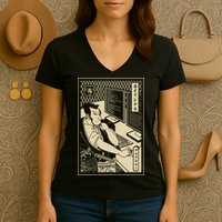 Programmer Samurai Warrior Computer Developer Samurai Women's V-Neck T-Shirt
