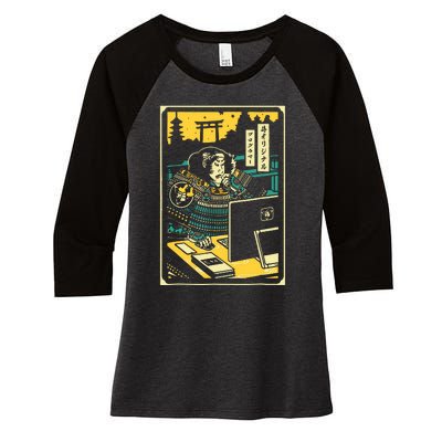 Programmer Samurai Warrior Computer Women's Tri-Blend 3/4-Sleeve Raglan Shirt