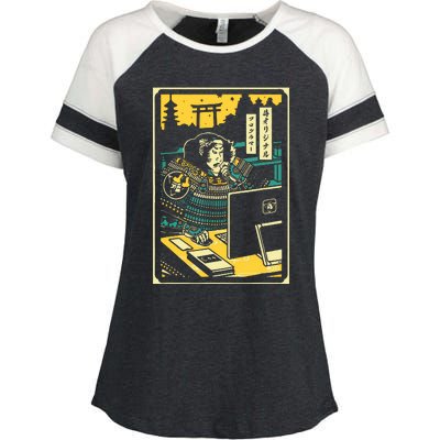 Programmer Samurai Warrior Computer Enza Ladies Jersey Colorblock Tee