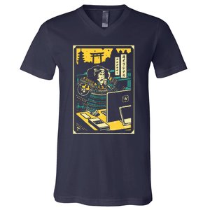 Programmer Samurai Warrior Computer V-Neck T-Shirt