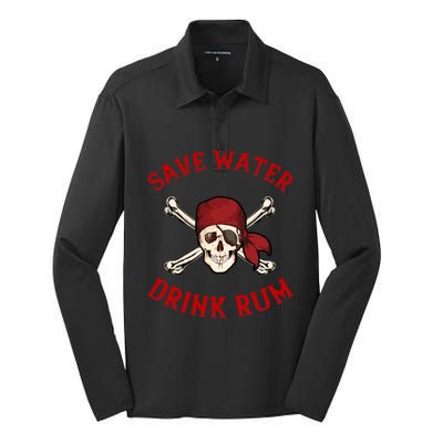 Pirate Save Water Rum Party Gift Silk Touch Performance Long Sleeve Polo