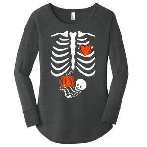 Pregnant Skeleton Xray Halloween Costume Women's Perfect Tri Tunic Long Sleeve Shirt