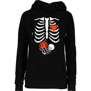 Pregnant Skeleton Xray Halloween Costume Womens Funnel Neck Pullover Hood