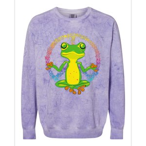 Peace Sign Yoga Frogs Cool Peace Frog Tie Dye Colorblast Crewneck Sweatshirt