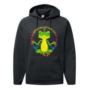 Peace Sign Yoga Frogs Cool Peace Frog Tie Dye Performance Fleece Hoodie