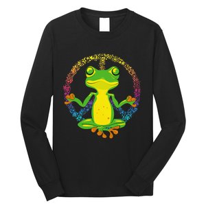 Peace Sign Yoga Frogs Cool Peace Frog Tie Dye Long Sleeve Shirt