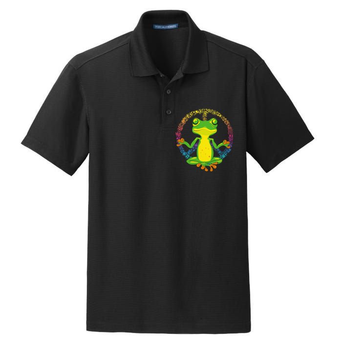 Peace Sign Yoga Frogs Cool Peace Frog Tie Dye Dry Zone Grid Polo