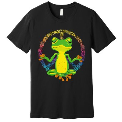 Peace Sign Yoga Frogs Cool Peace Frog Tie Dye Premium T-Shirt