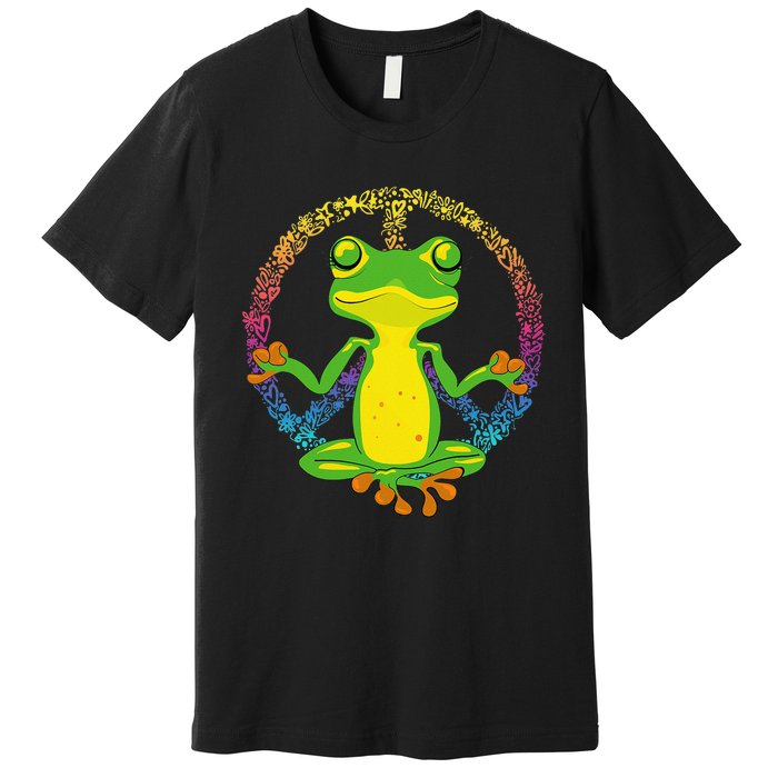 Peace Sign Yoga Frogs Cool Peace Frog Tie Dye Premium T-Shirt