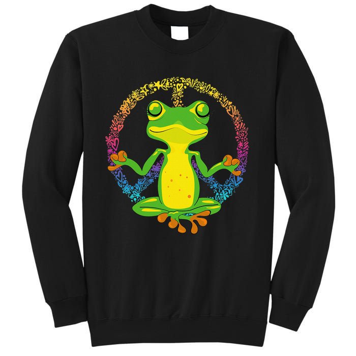 Peace Sign Yoga Frogs Cool Peace Frog Tie Dye Tall Sweatshirt