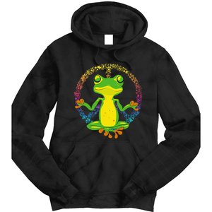 Peace Sign Yoga Frogs Cool Peace Frog Tie Dye Tie Dye Hoodie